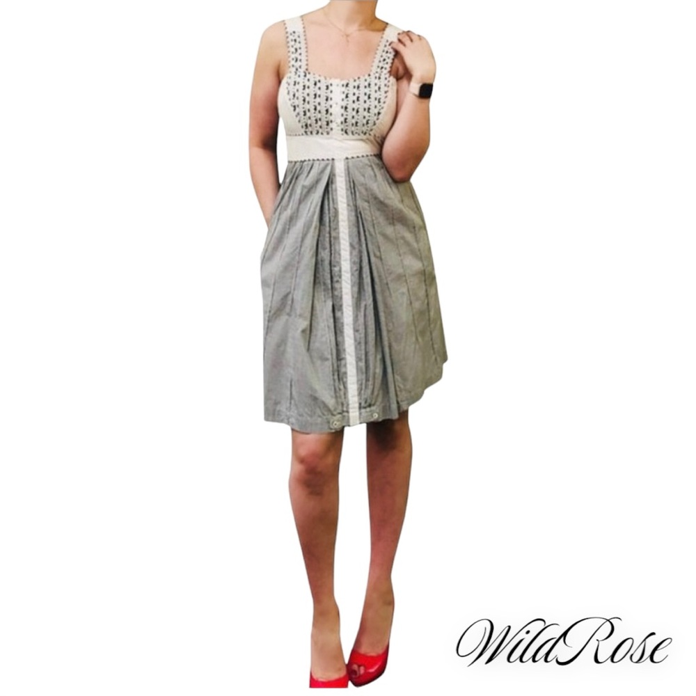 Zac Posen Gingham Plaid Embroidered Cotton Dress SZ 6 - Picture 2 of 16